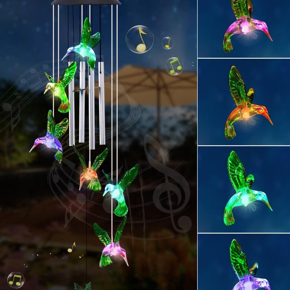 Solar Wind Chimes For Outside: Memorial Wind Bell Tubes Birthday Gifts For Mom M